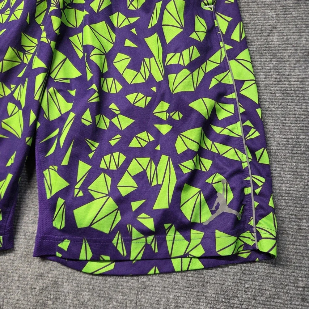 Jordan Dri-FIT Basketball Shorts Mens S Purple Volt Geometric All Over Print Y2K